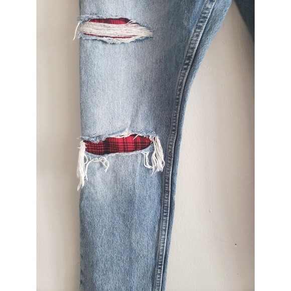 Levis Jeans Mens 30x30 Red Plaid Knee 512 Slim Straight Tapered  Distressed - Picture 9 of 9